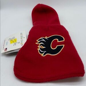NHL Calgary Flames Hockey Team Dog Fleece Hoodie Sweater Size Tiny